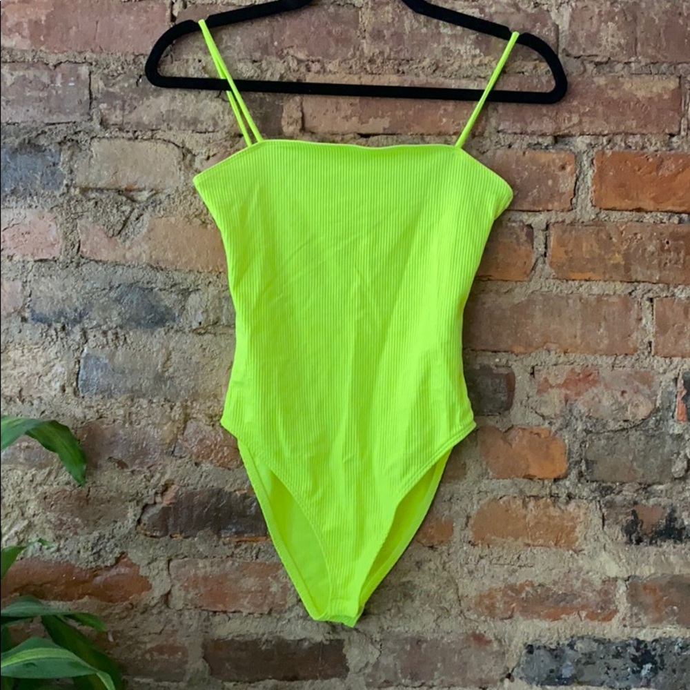 Never worn Zara neon yellow bodysuit